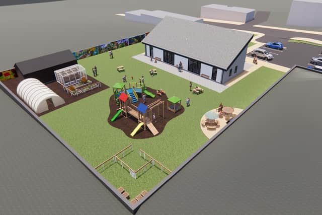 Artists impression of new community hub building in Carnwath