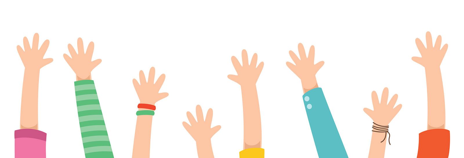 volunteers with hands in the air banner image