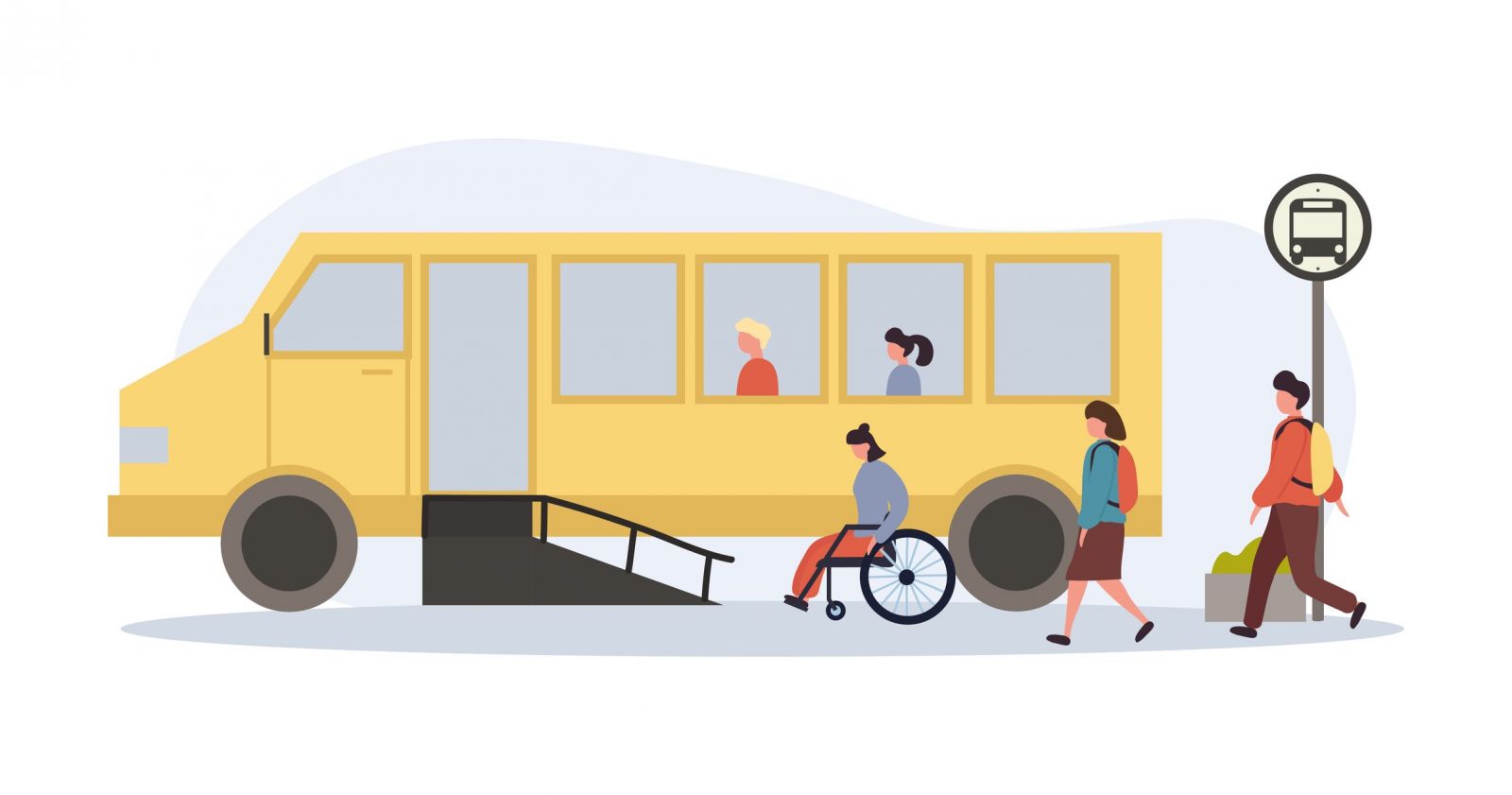 Illustration of community using a local bus banner image