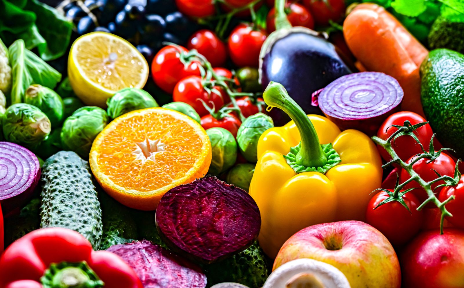 Colourful picture of fruits and veg banner image