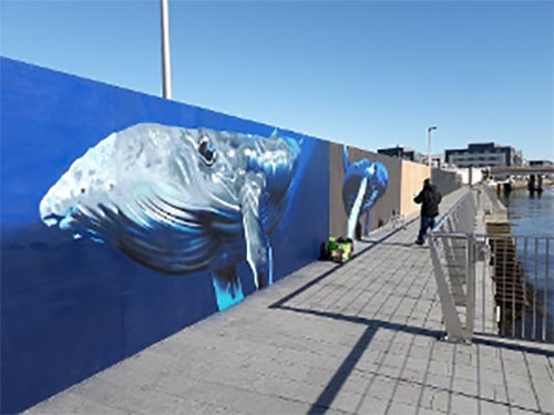 A whale mural at Dundee shore