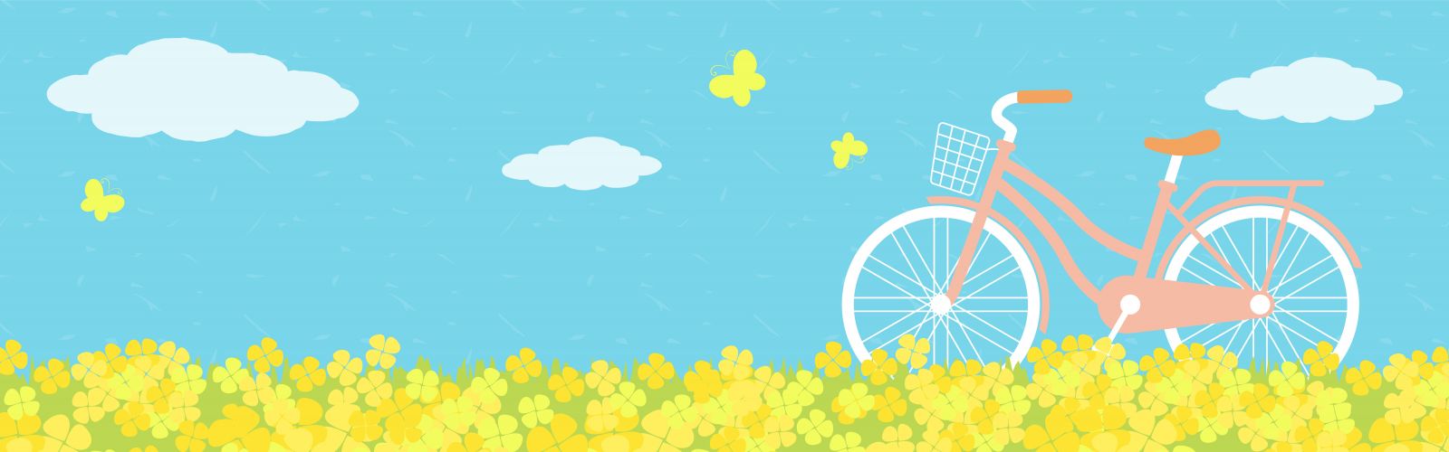 Cartoon image of a bicycle in the countryside banner image