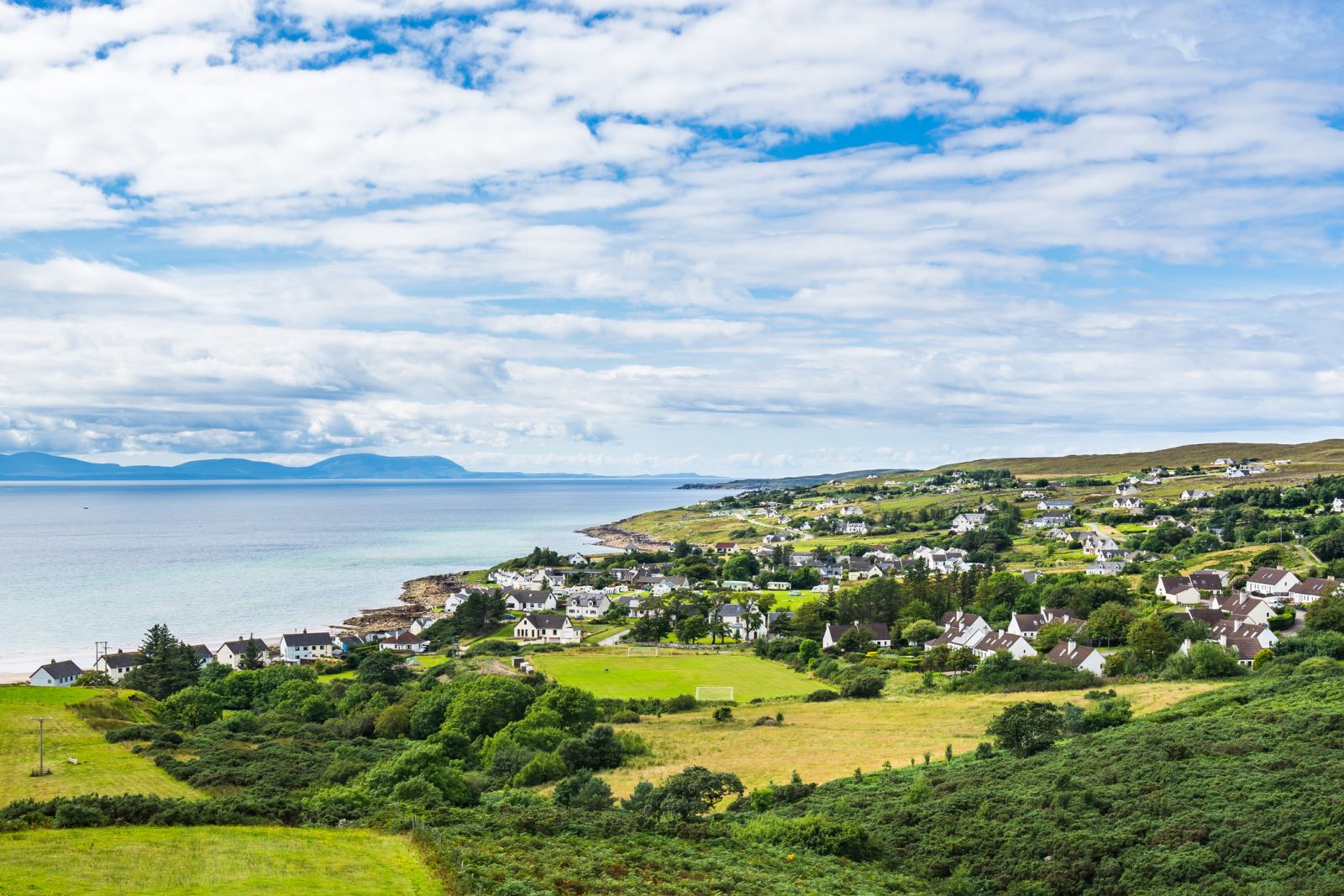Aerial view of village of Gairloch in Highlands banner image