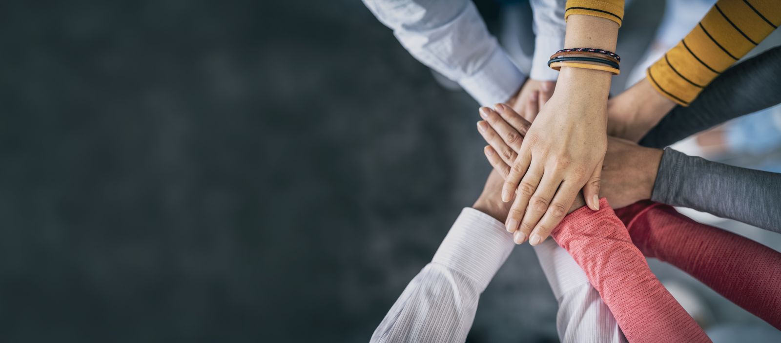 Hands together in a circle banner image