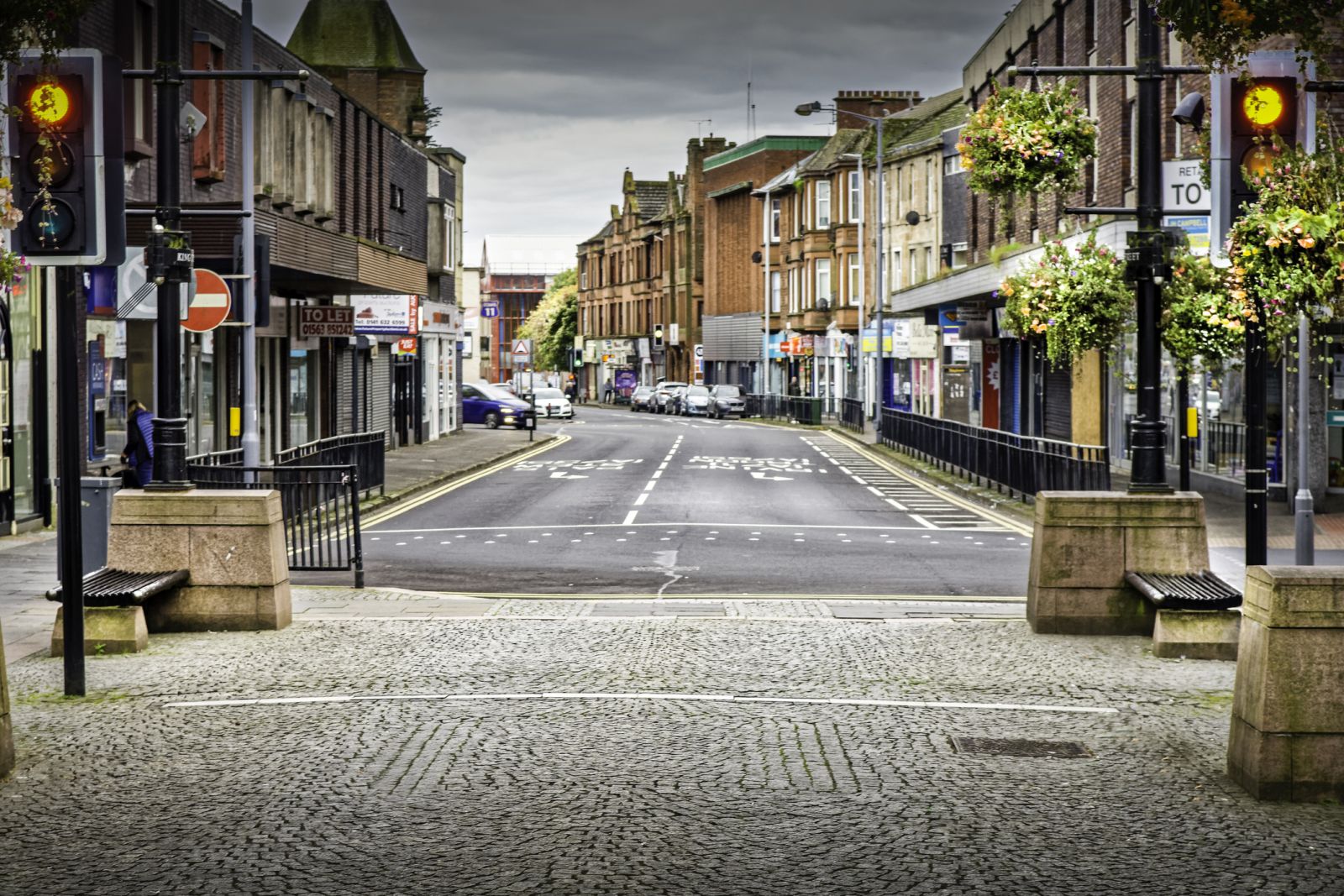 View of a street in a Scottish town banner image